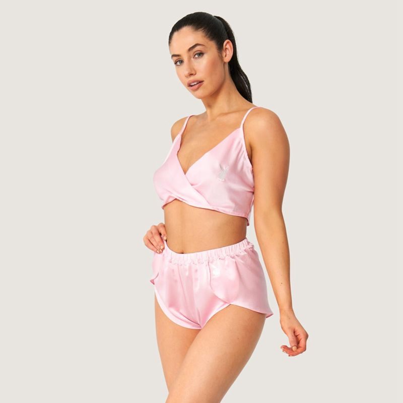 Tank Playboy Lounge Satin Femme Rose | ARXTOWN-62