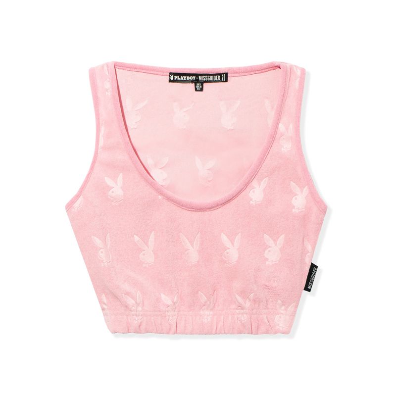 Tank Playboy Missguided Sport Scoop Neck Femme Rose | GXJOTFL-07