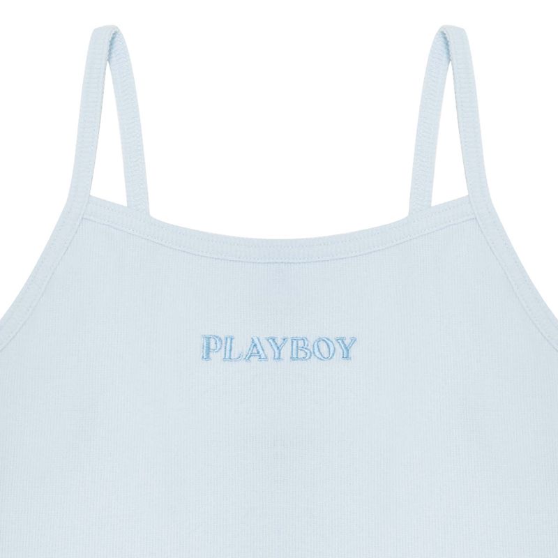 Tank Playboy Ribbed Top Femme Bleu | FGTAQVI-81