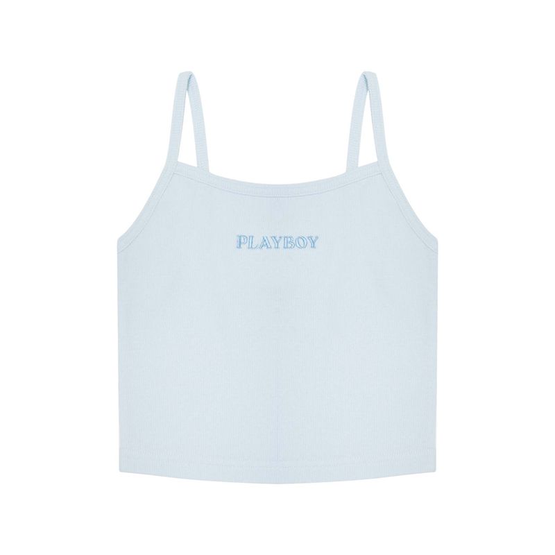 Tank Playboy Ribbed Top Femme Bleu | FGTAQVI-81