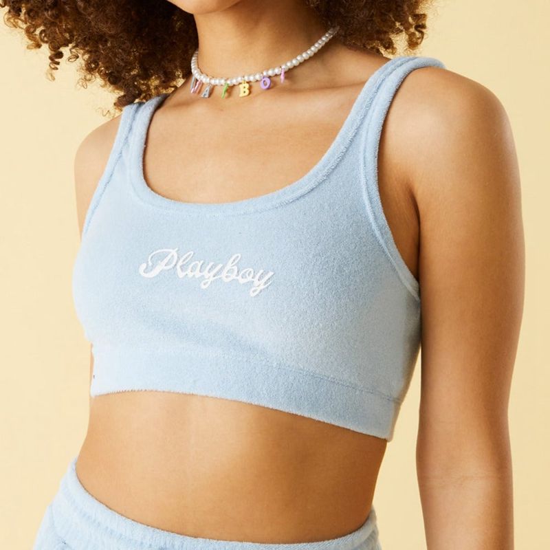 Tank Playboy Terry Femme Bleu Clair | JIGZHBS-16