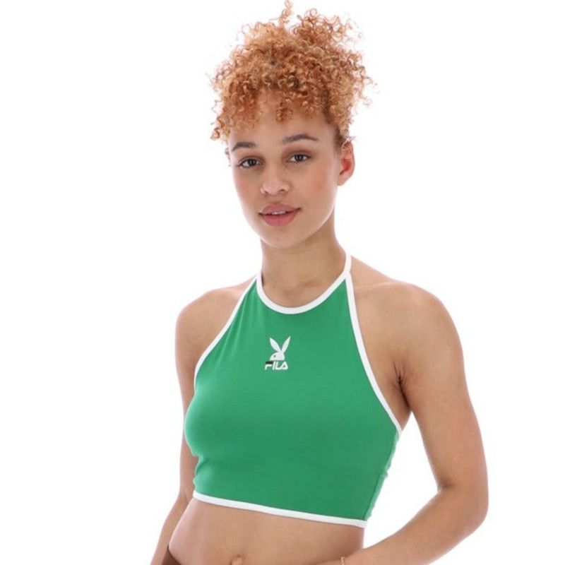 Tank Playboy X Fila Sandra Halter Femme Vert | PHGCVOX-63