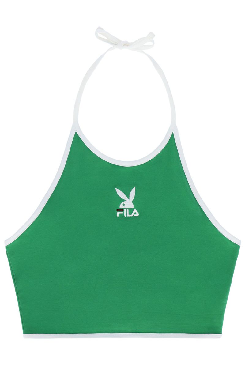 Tank Playboy X Fila Sandra Halter Femme Vert | PHGCVOX-63