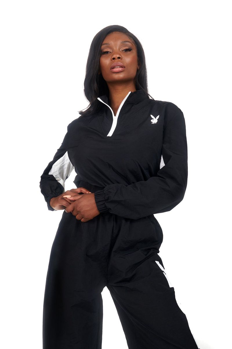 Vestes Playboy Active Half Zip Femme Noir | VRTDXFU-12