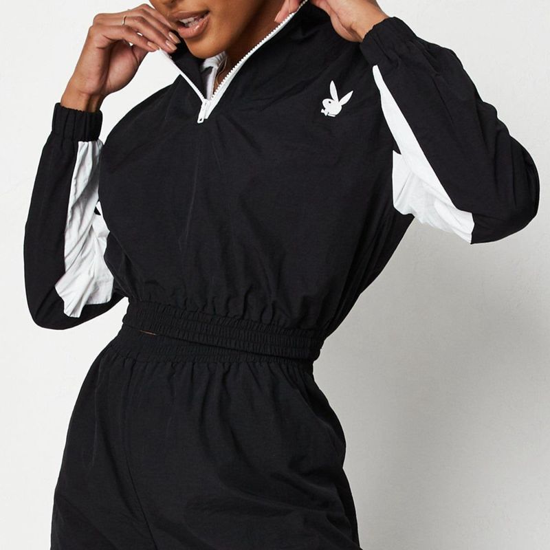 Vestes Playboy Active Half Zip Femme Noir | VRTDXFU-12