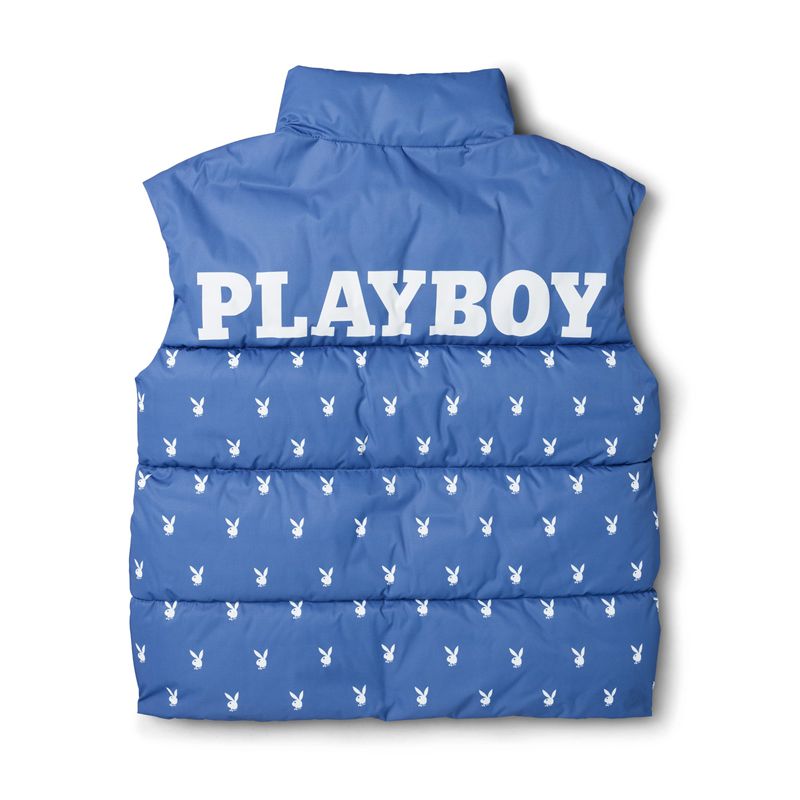 Vestes Playboy Bunny Puffer Vest Femme Bleu | JPTEYQS-82