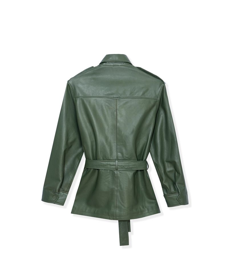 Vestes Playboy Cuir Safari Femme Vert | QAULDFI-31