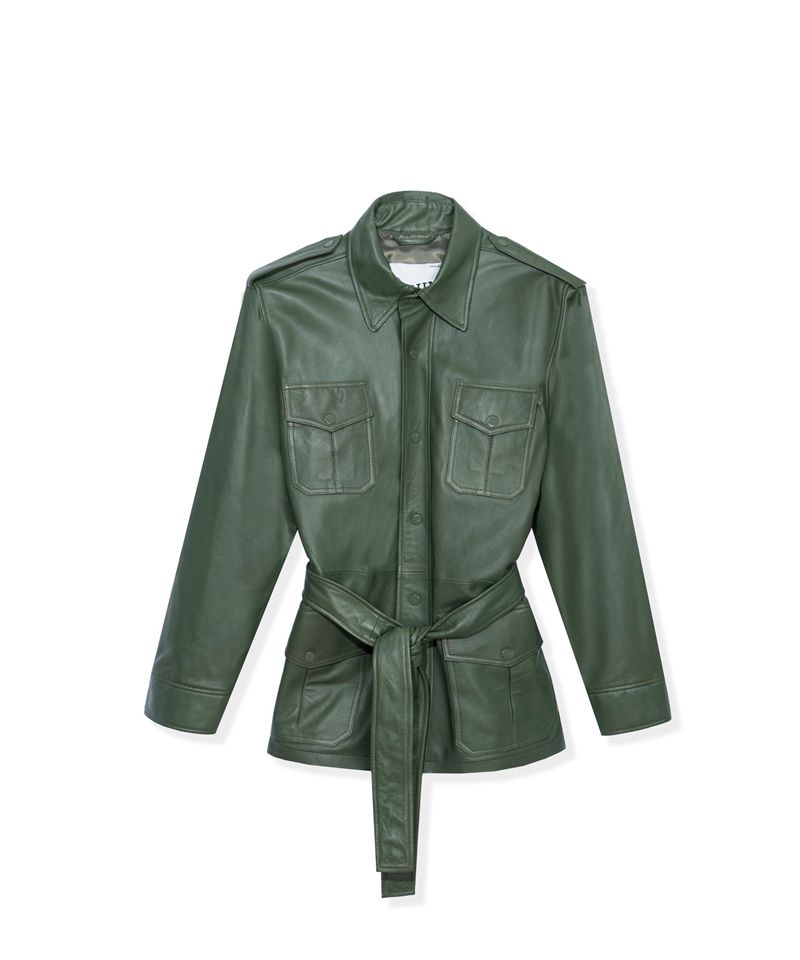 Vestes Playboy Cuir Safari Femme Vert | QAULDFI-31