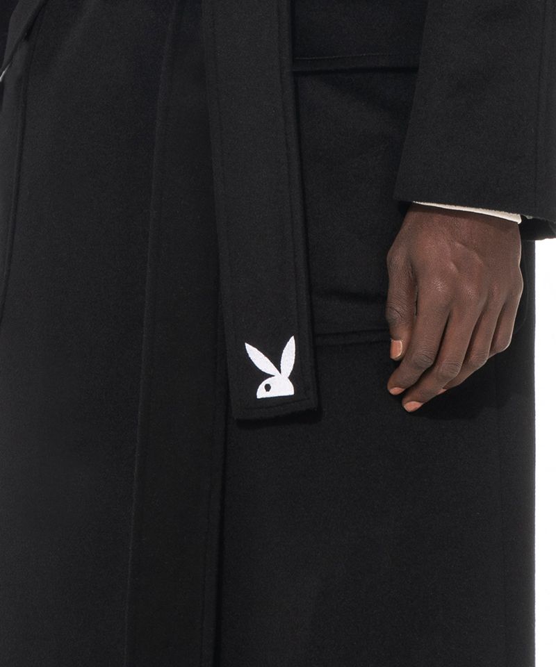 Vestes Playboy Ed Long Wool Robe Coat Homme Noir | VKNTWUC-85