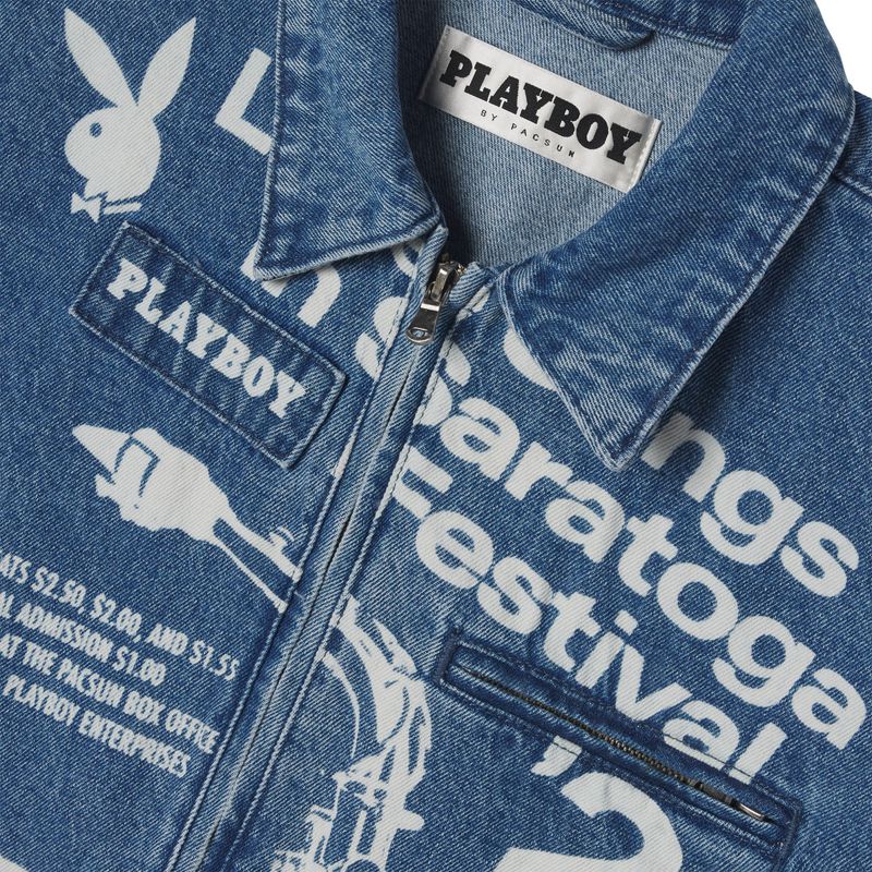 Vestes Playboy Jazz Denim Jacket Homme Bleu | KDYXUTZ-35