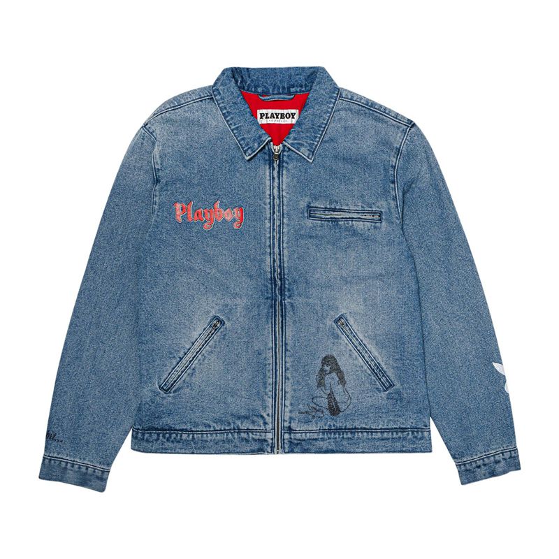 Vestes Playboy Lost Years Denim Jacket Homme Indigo | OUPJLKS-40