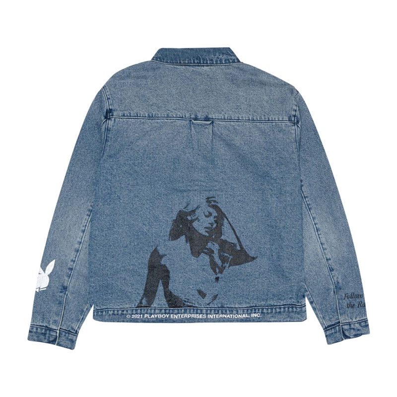 Vestes Playboy Lost Years Denim Jacket Homme Indigo | OUPJLKS-40