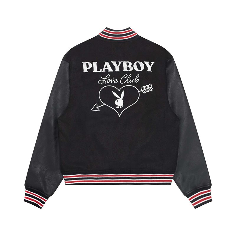 Vestes Playboy Love Club Letterman Bomber Femme Grise Foncé | YHLMIBZ-05