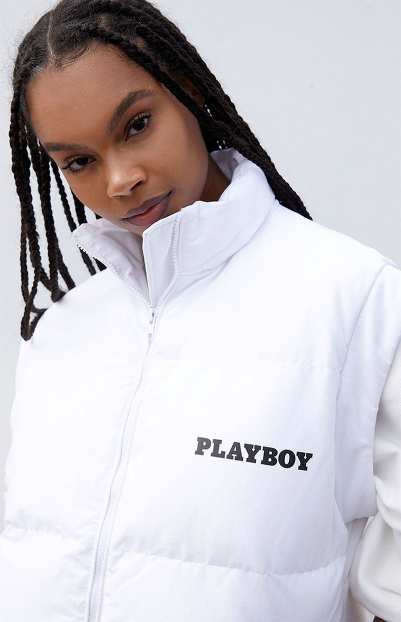 Vestes Playboy Puffer Vest Femme Noir | WDRIFYH-69