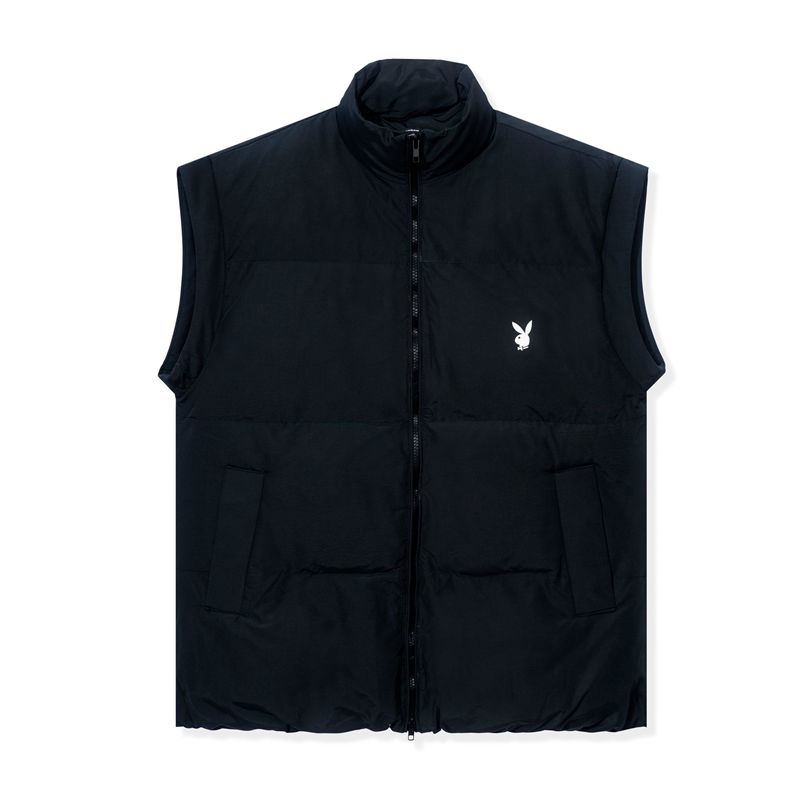 Vestes Playboy Puffer Vest Femme Noir | WDRIFYH-69