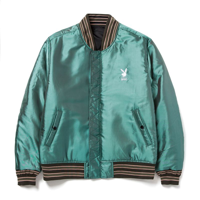 Vestes Playboy X Huf Reversible Bomber Jacket Homme Noir Vert | MFXTNQC-28