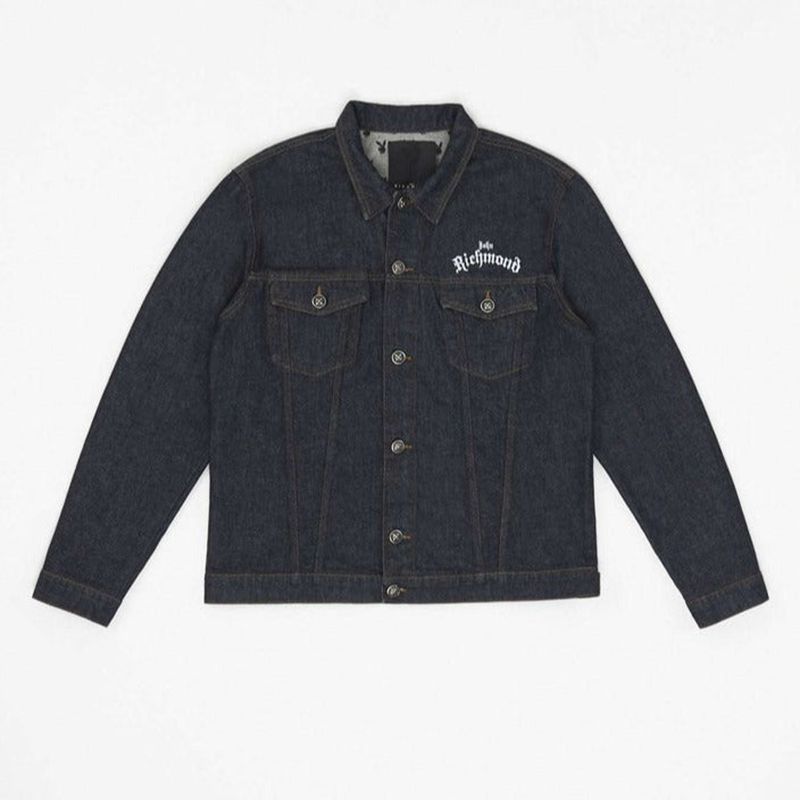 Vestes Playboy X John Richmond Denim Jacket Homme Bleu Foncé | EFDKPOC-09