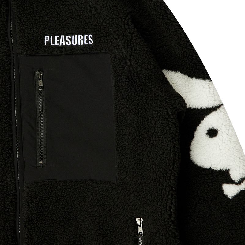 Vestes Playboy X Pleasures Bunny Sherpa Zip Up Jacket Homme Noir | YJELXCQ-49