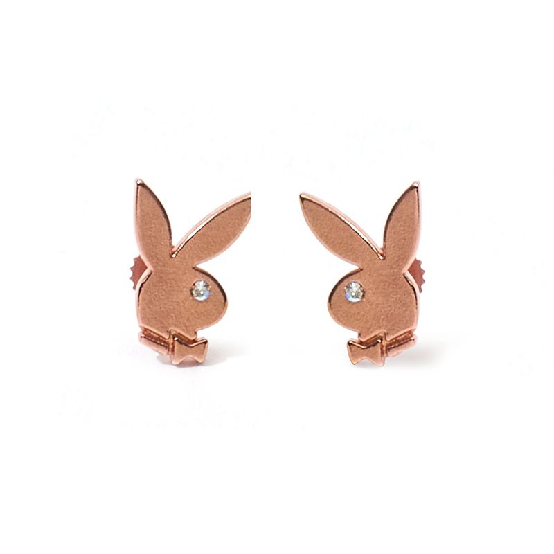 Bijoux Playboy Bunny Stud Earrings Femme Rose Doré | TYKOFZL-01