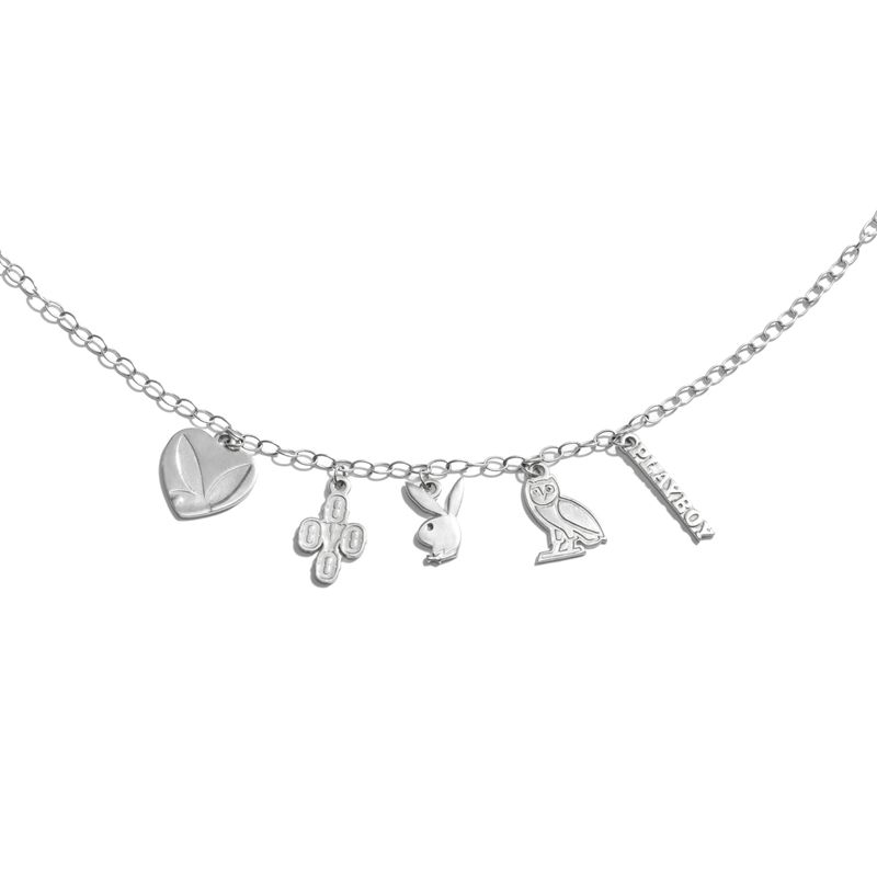 Bijoux Playboy X Ovo Charm Necklace Homme Argent | RUMLXCK-08