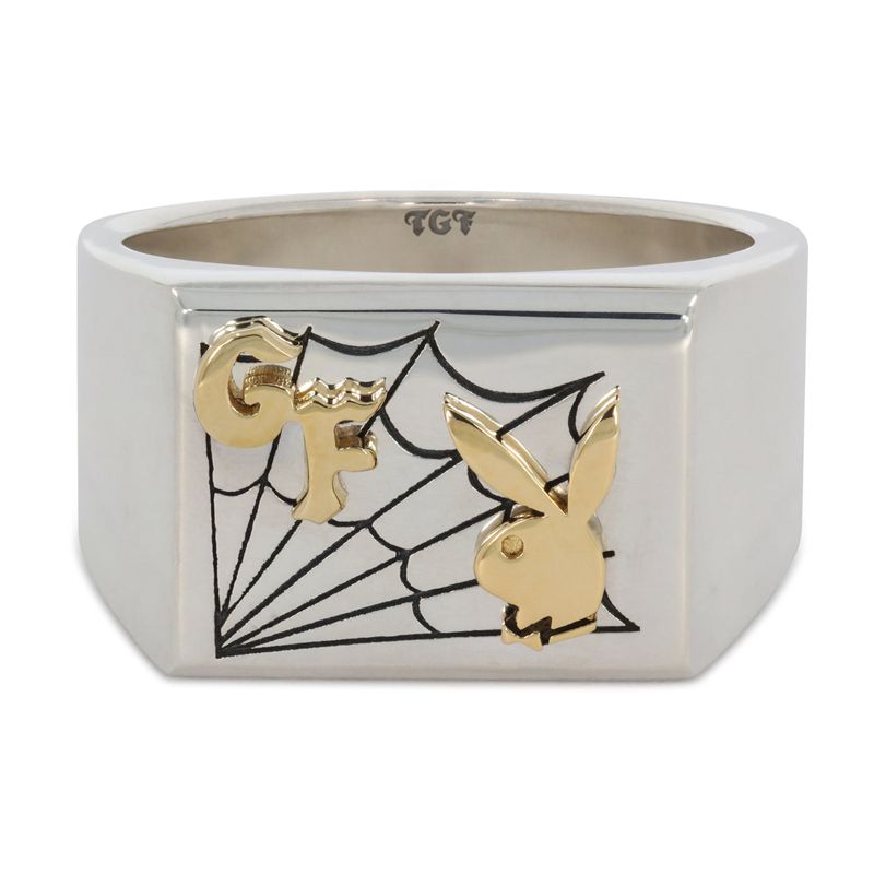 Bijoux Playboy X The Great Frog Caught In A Trap Ring Homme Argent Doré | KTANCSD-53