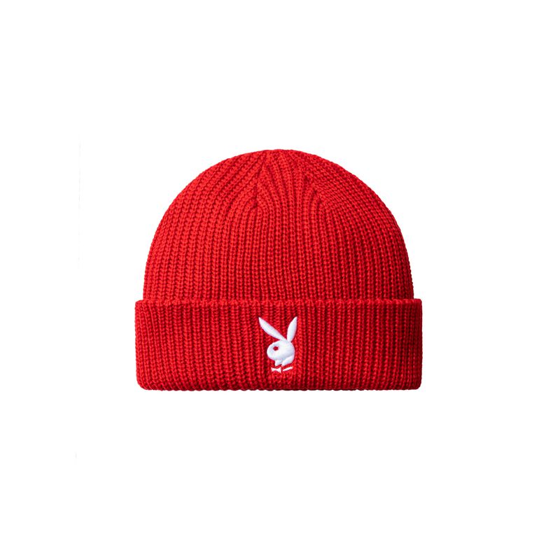 Chapeaux Playboy Rabbit Head Knit Beanie Homme Rouge | JDBZLSP-21