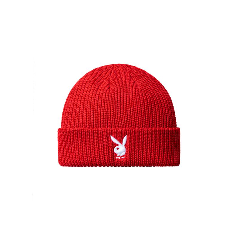 Chapeaux Playboy Rabbit Head Knit Beanie Femme Blanche Rouge | KMCILDO-97