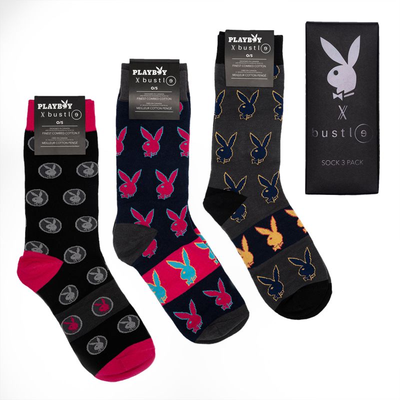 Chaussettes Playboy X Bustle Sock Three Pack Homme Multicolore | BQWFNOM-28