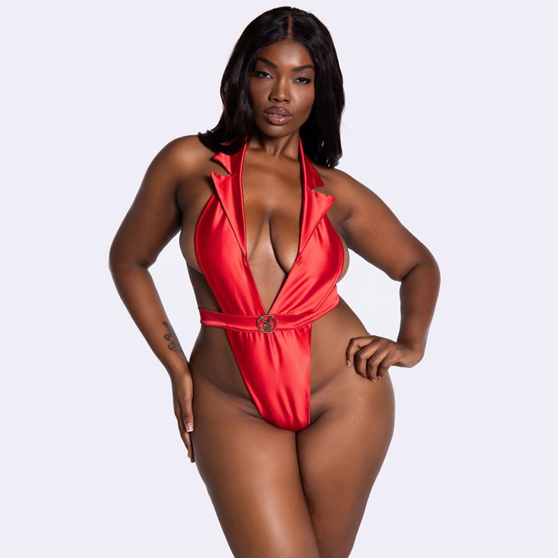 Lingerie Playboy Formal Affairs Satin Teddy Femme Rouge | ESPGFKO-45