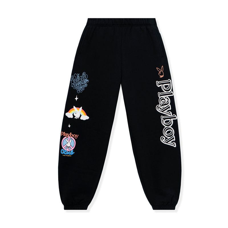 Pantalon Playboy Smile Club Sweats Femme Noir | QUJZXYP-68