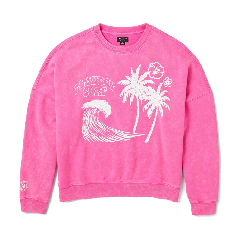 Sweat À Capuche Playboy Beach Crew Neck Femme Violette Blanche | YPVOGHM-40