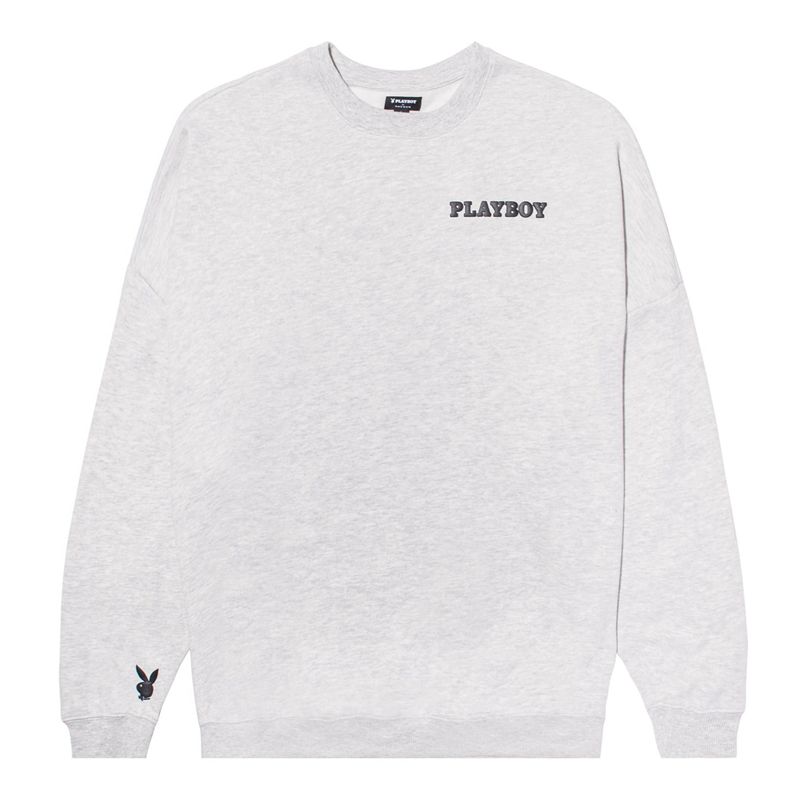 Sweat À Capuche Playboy Classiche Crewneck Femme Grise | SAVOKXB-86