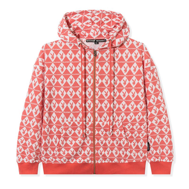 Sweat À Capuche Playboy Missguided Rabbit Head Oversized Zip-Up Femme Rose | HYKLOSN-17