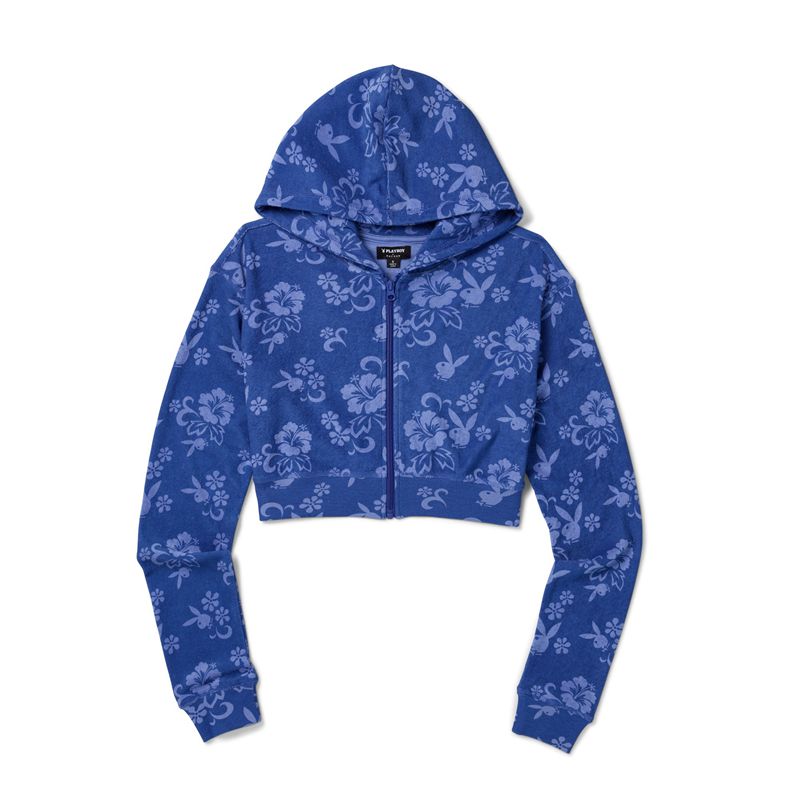 Sweat À Capuche Playboy Tidal Terry Femme Bleu | LXNKMHW-41