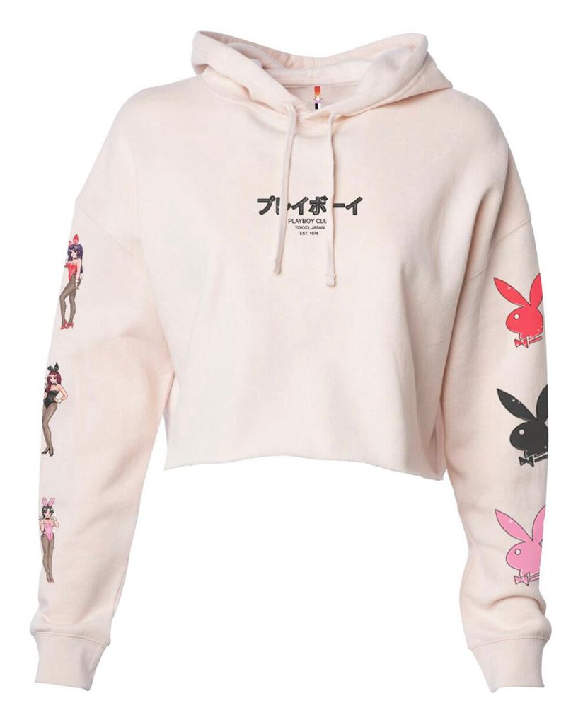 Sweat À Capuche Playboy Tokyo Club Bunny Femme Blanche | IEWXZCA-16