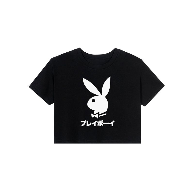 T Chemises Playboy Japanese Rabbit Head Femme Noir | EQMXBFT-04