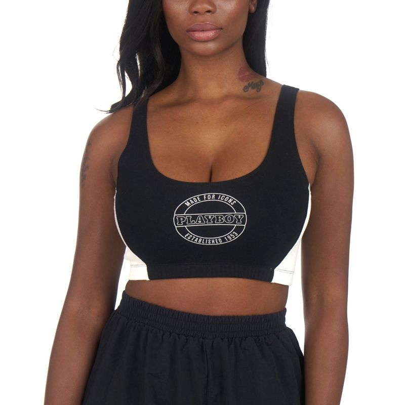 Tank Playboy Boxing Sports Bra Femme Noir | TKDJYLH-56