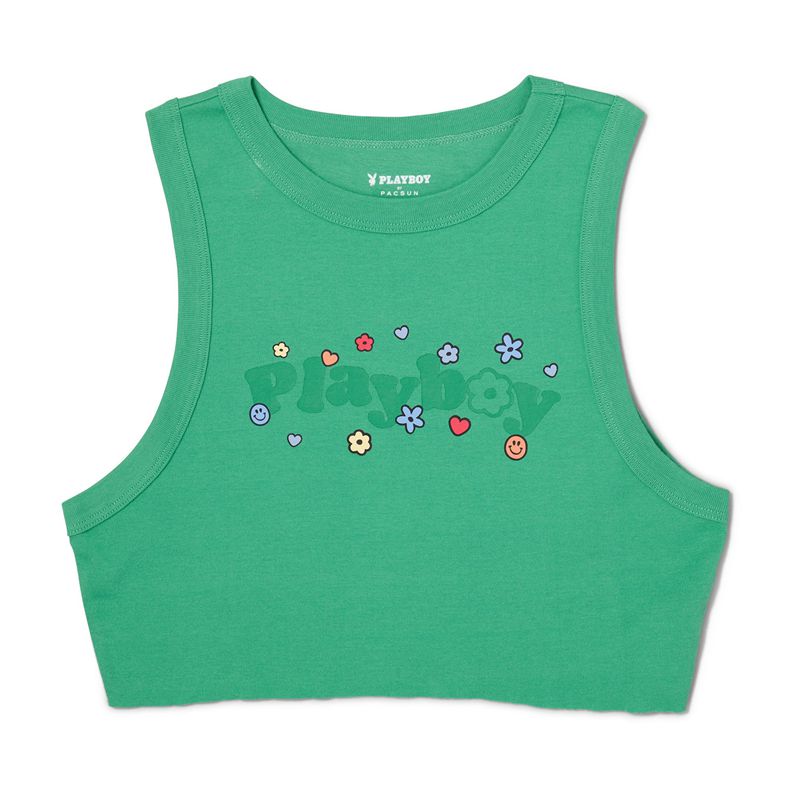 Tank Playboy Cutoff Femme Vert | LTHQWPO-57